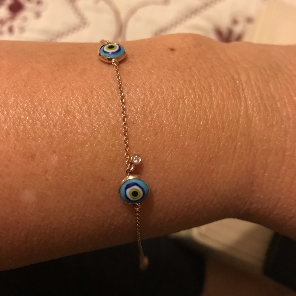 14k Rose Gold Evil Eye Bracelet